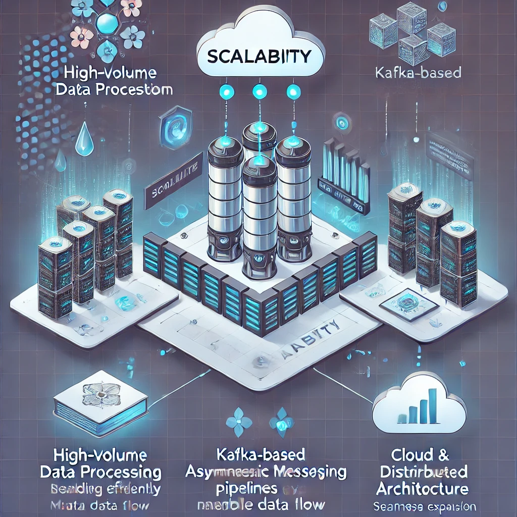 DALL·E 2025-02-02 11.58.45 - A modern infographic illustrating 'Scalability' in a data deletion module___- A high-volume data processing system with multiple deletion requests bei